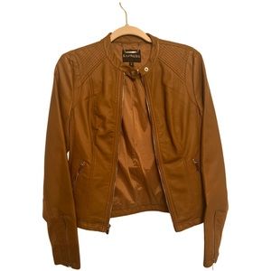 New Express Tan Faux Leather Jacket (S)
